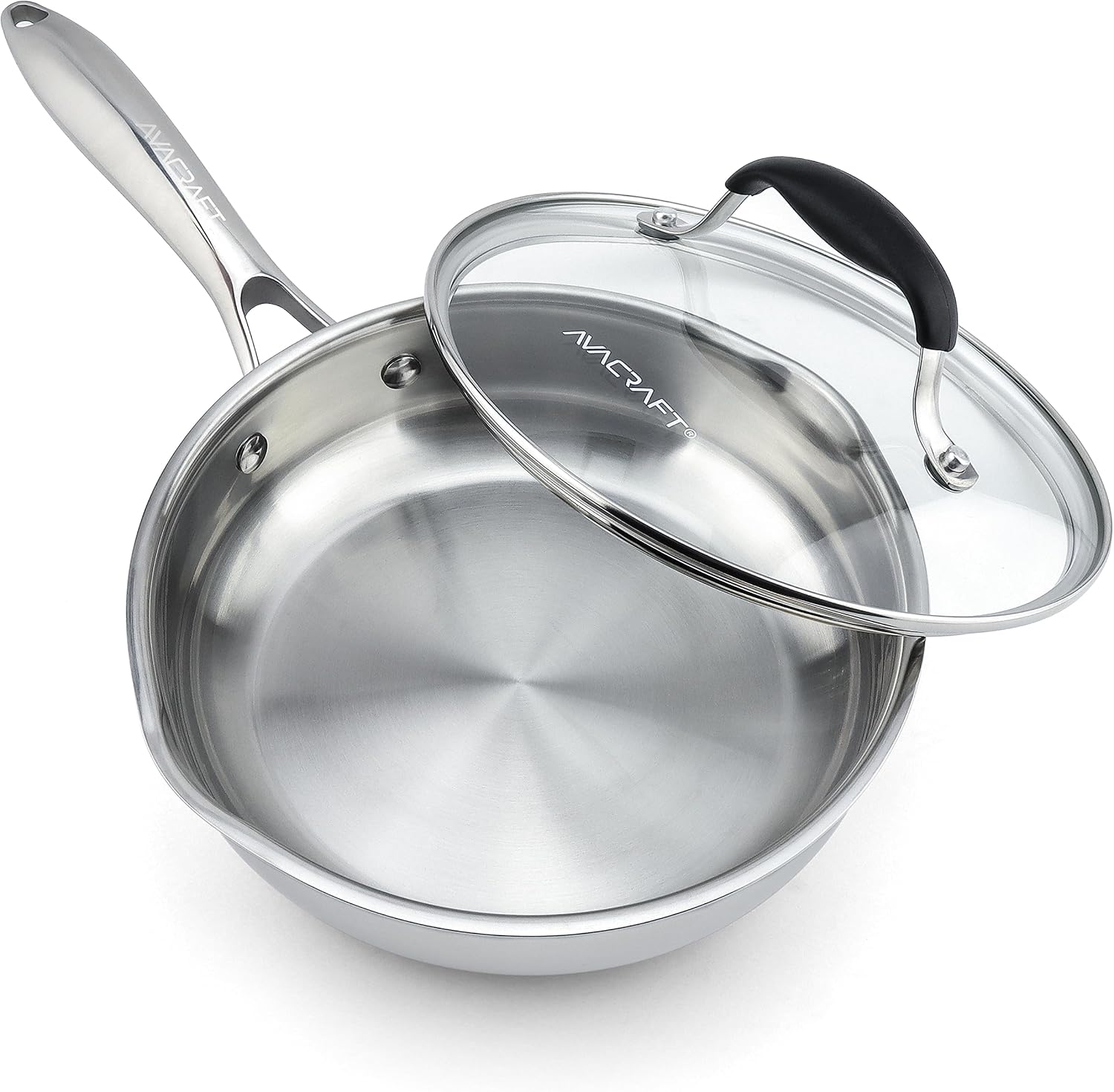 AVACRAFT 8 Inch 18/10 Stainless Steel Frying Pan with Lid