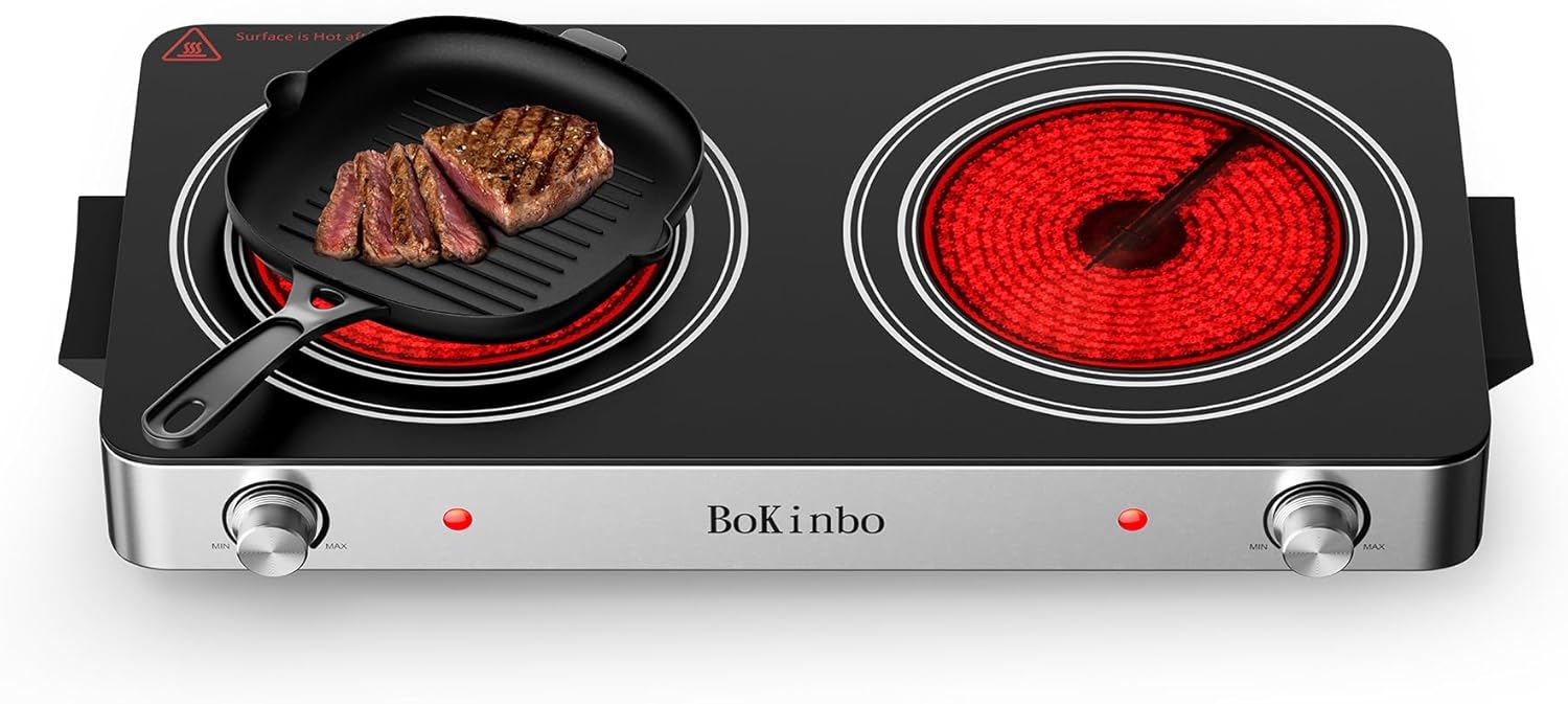 Electric Cooktop, Dual 2200W Infrared Burner