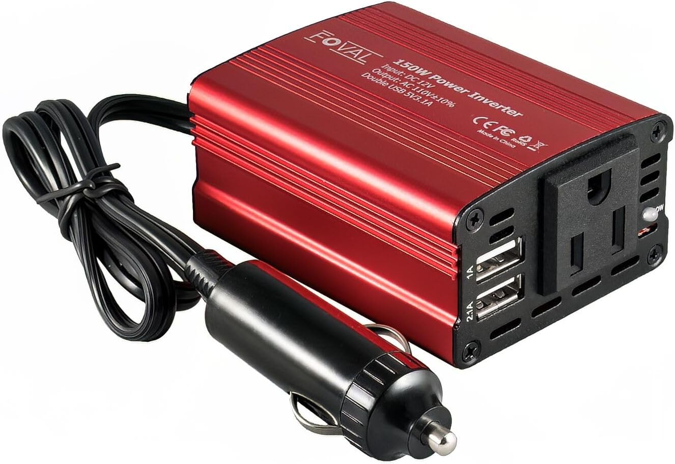 FOVAL 150W Car Power Inverter, 12V DC to 110V AC