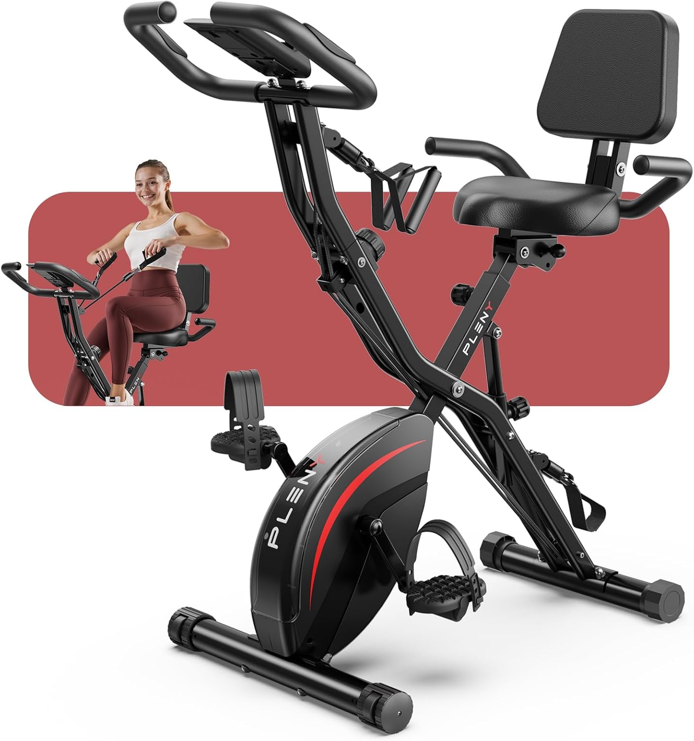 Pleny Folding Exercise Bike, 5 IN 1 Stationary Bikes for Home