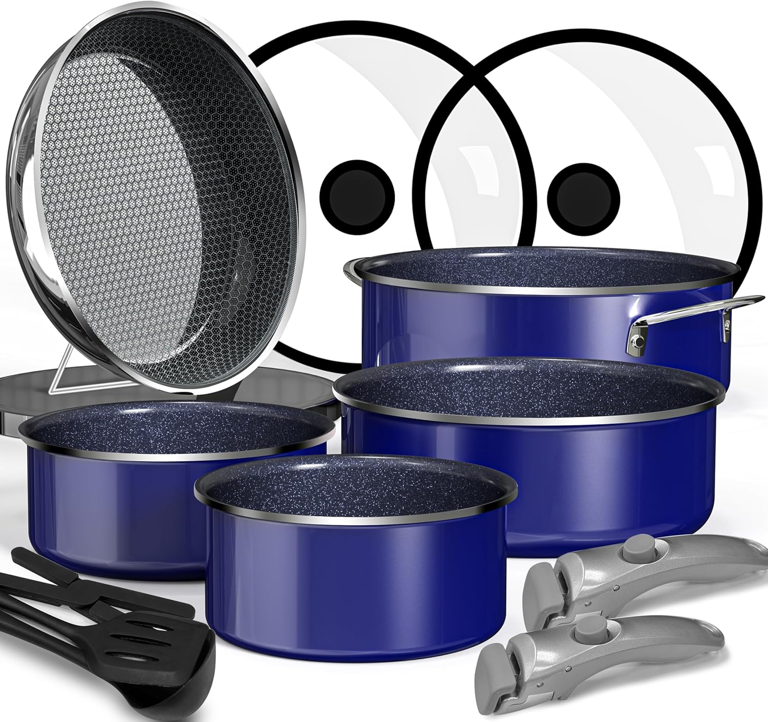 Pro DUXANO 12-Piece Ceramic Cookware Set with Hybrid 3-Ply Skillet