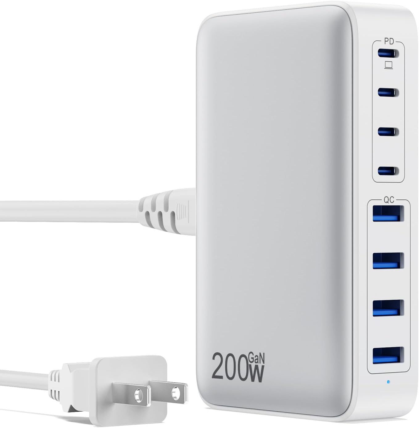200W GaN III USB-C Charging Station with 8 Ports and 65W Laptop Charging
