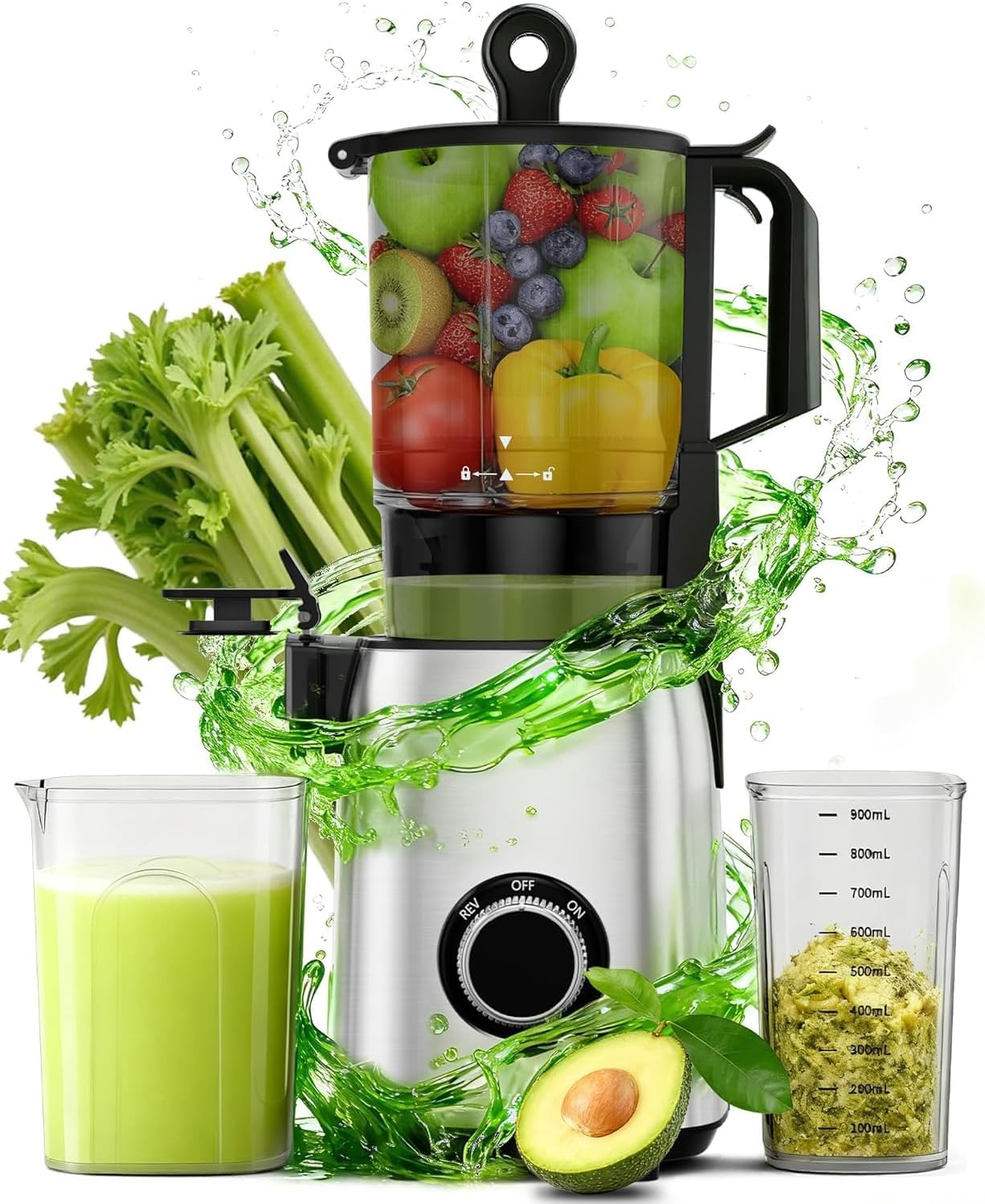 Electactic Slow Masticating Juicer with 5.4" Wide Feed Chute
