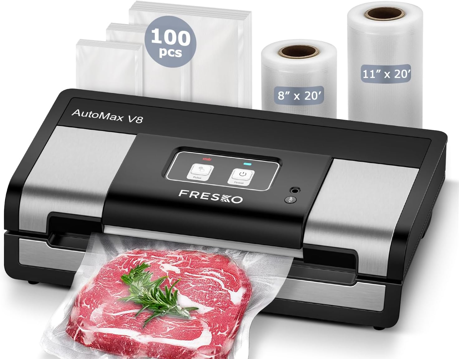 FRESKO Vacuum Sealer Machine, Silver Black