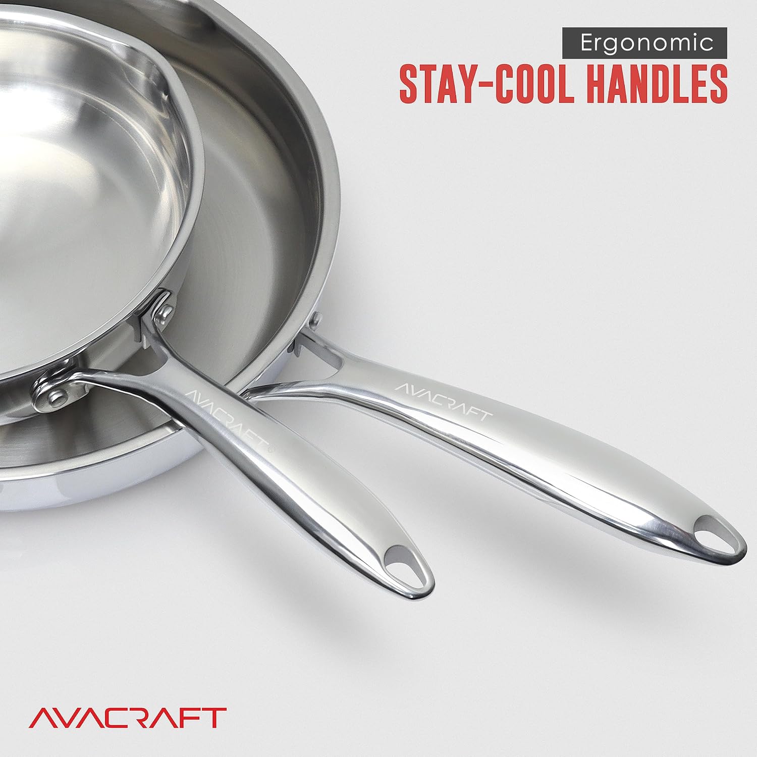 AVACRAFT 8 Inch 18/10 Stainless Steel Frying Pan with Lid