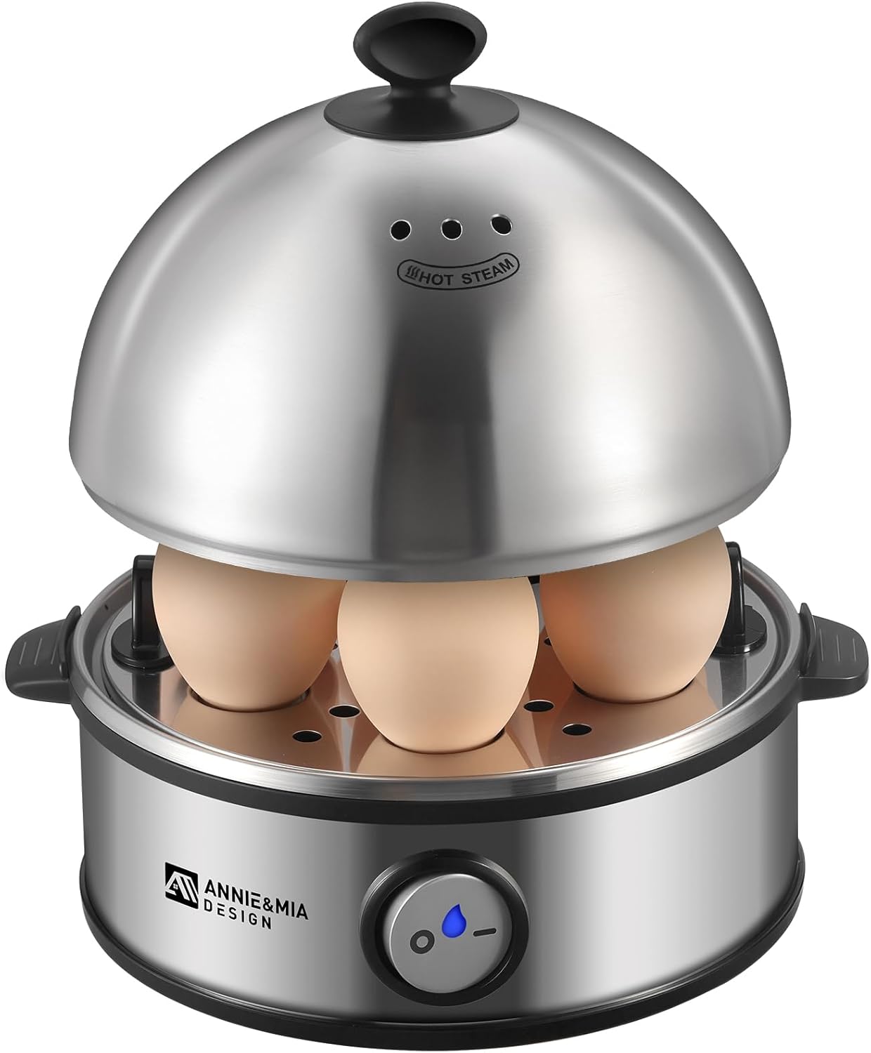 Annie & Mia Stainless Steel Electric Egg Cooker with 7-Egg Capacity