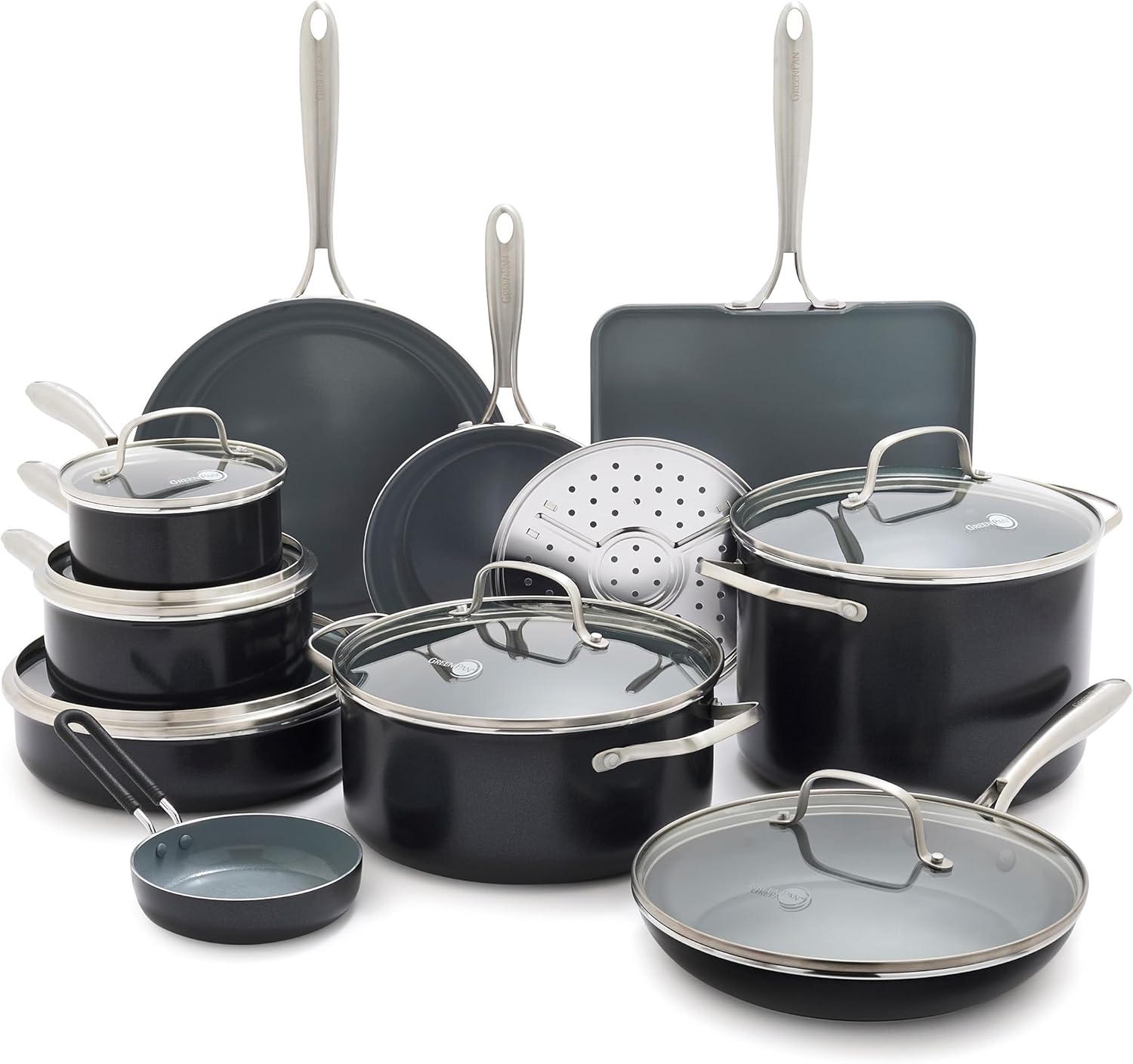 GreenPan 17 Piece Nonstick Swift Cookware Set, Ceramic PFAS-Free Pots & Pans with Lids