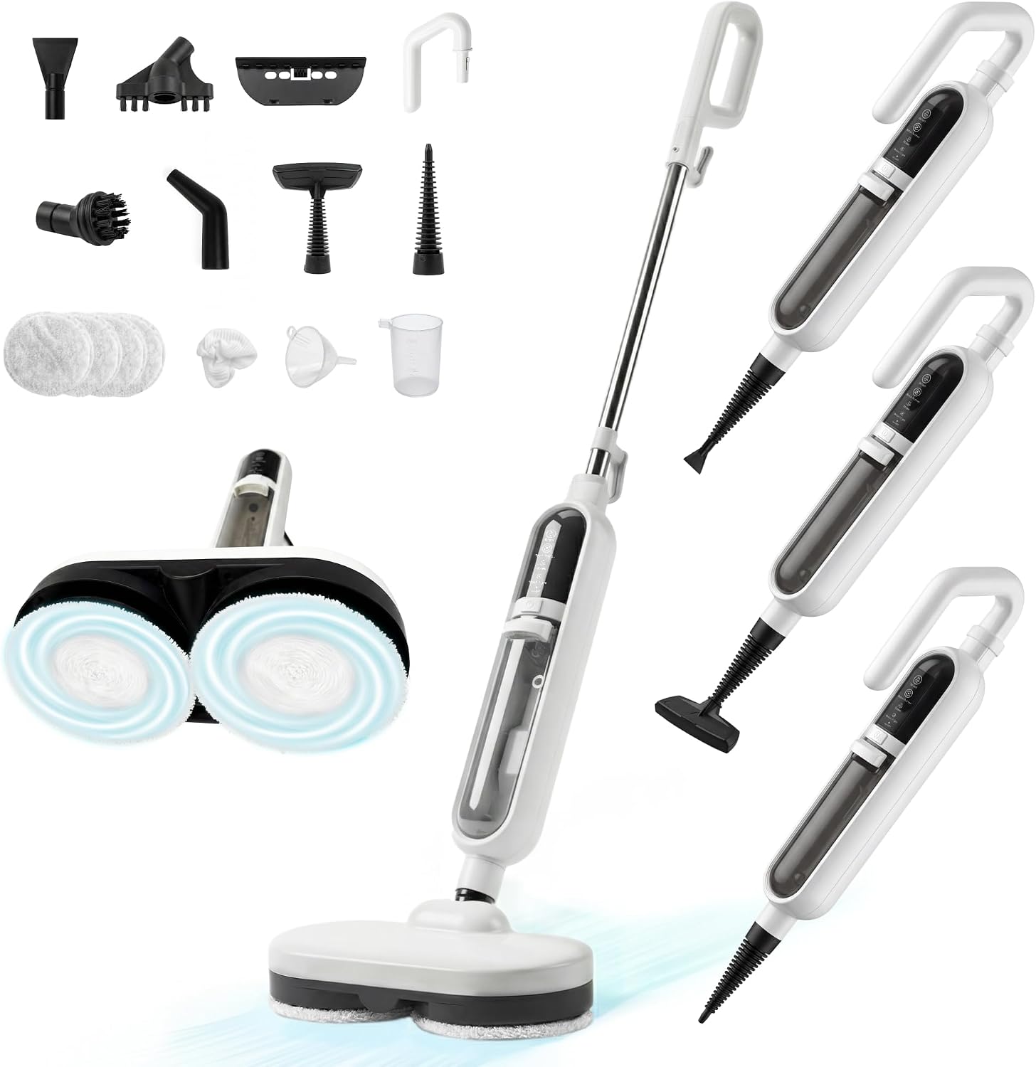 Livatro 15-in-1 Scrubbing Steam Mop with Rotating Cleaning Pads