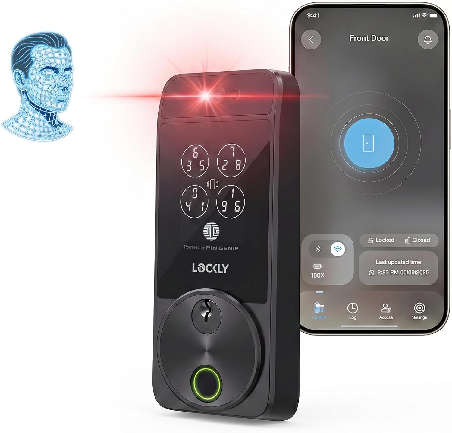 Lockly Visage Zeno Series Smart Lock, Facial Recognition & Fingerprint Entry