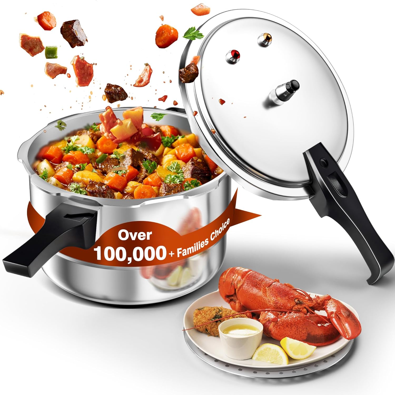 WantJoin 11Qt Aluminum Pressure Cooker & Canner with Safety Release Valve, Canning Rack, and Gas & Induction Compatibility