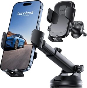 Lamicall Car Phone Holder Mount [3-in-1 Military-Grade Suction Cup] 360° Rotation Phone Holders