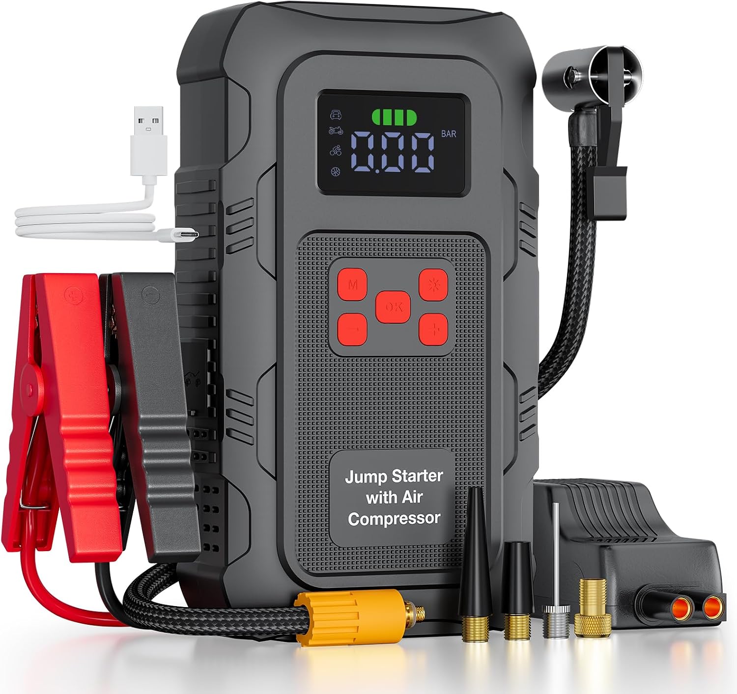 6000A Portable Jump Starter with Air Compressor