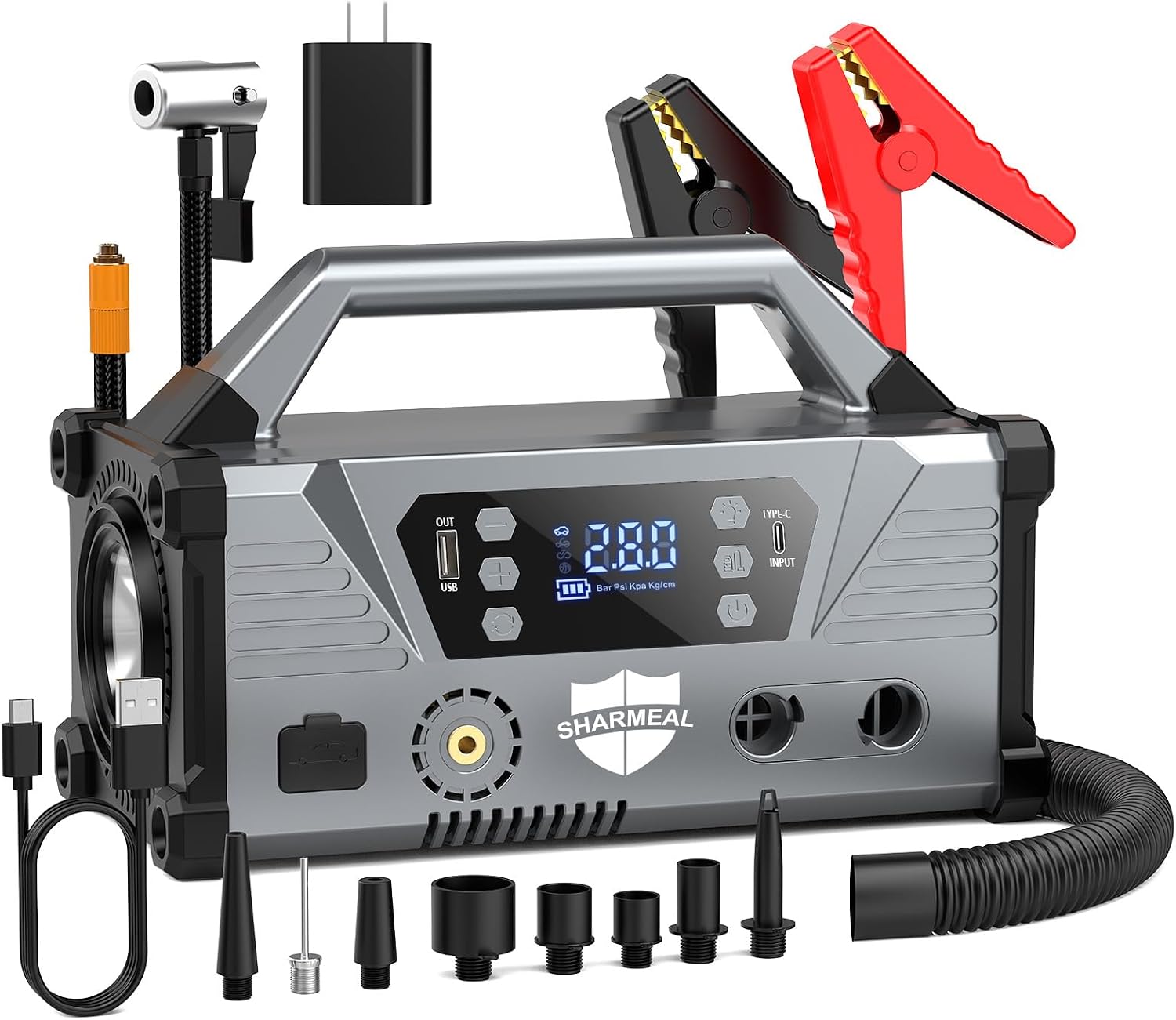 Sharmeal 9000A Jump Starter with Air Compressor