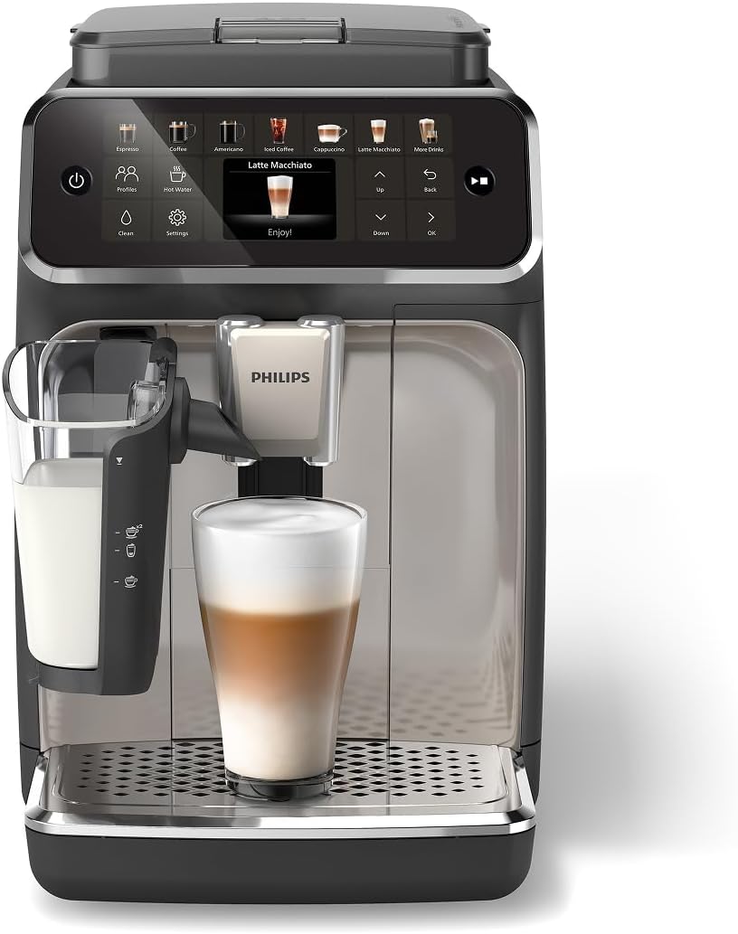 Philips 4400 Series Fully Automatic Espresso Machine with LatteGo Milk System (EP4447/90)