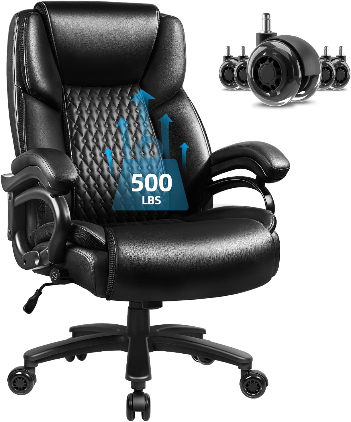 VITESSE 500lbs Heavy Duty Ergonomic Office Chair with Lumbar Support & Quiet Wheels