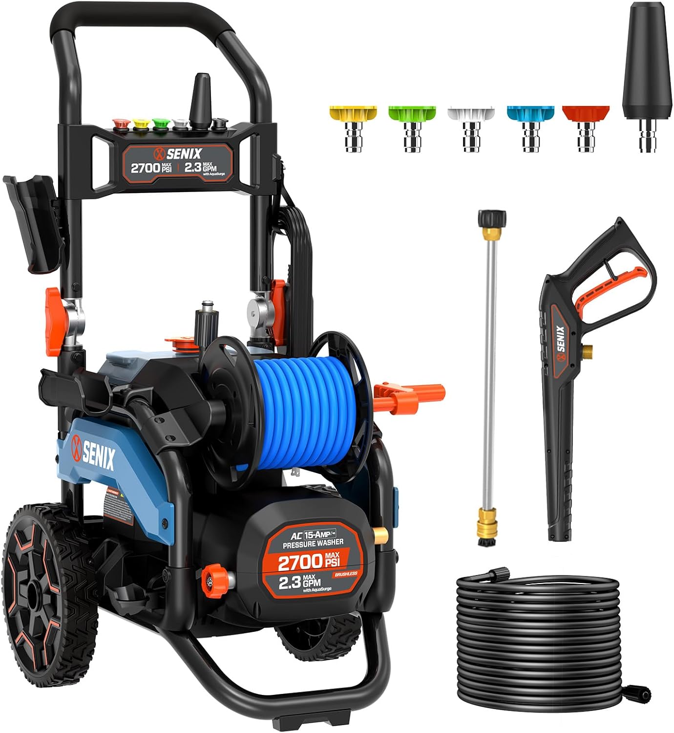 SENIX 2700 PSI Electric Pressure Washer with Brushless Motor & Foam Tank