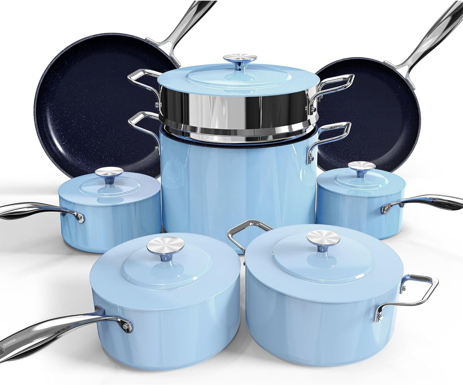 Nuwave Lux 13-Piece Forged Ceramic Cookware Set with PFAS-Free Nonstick