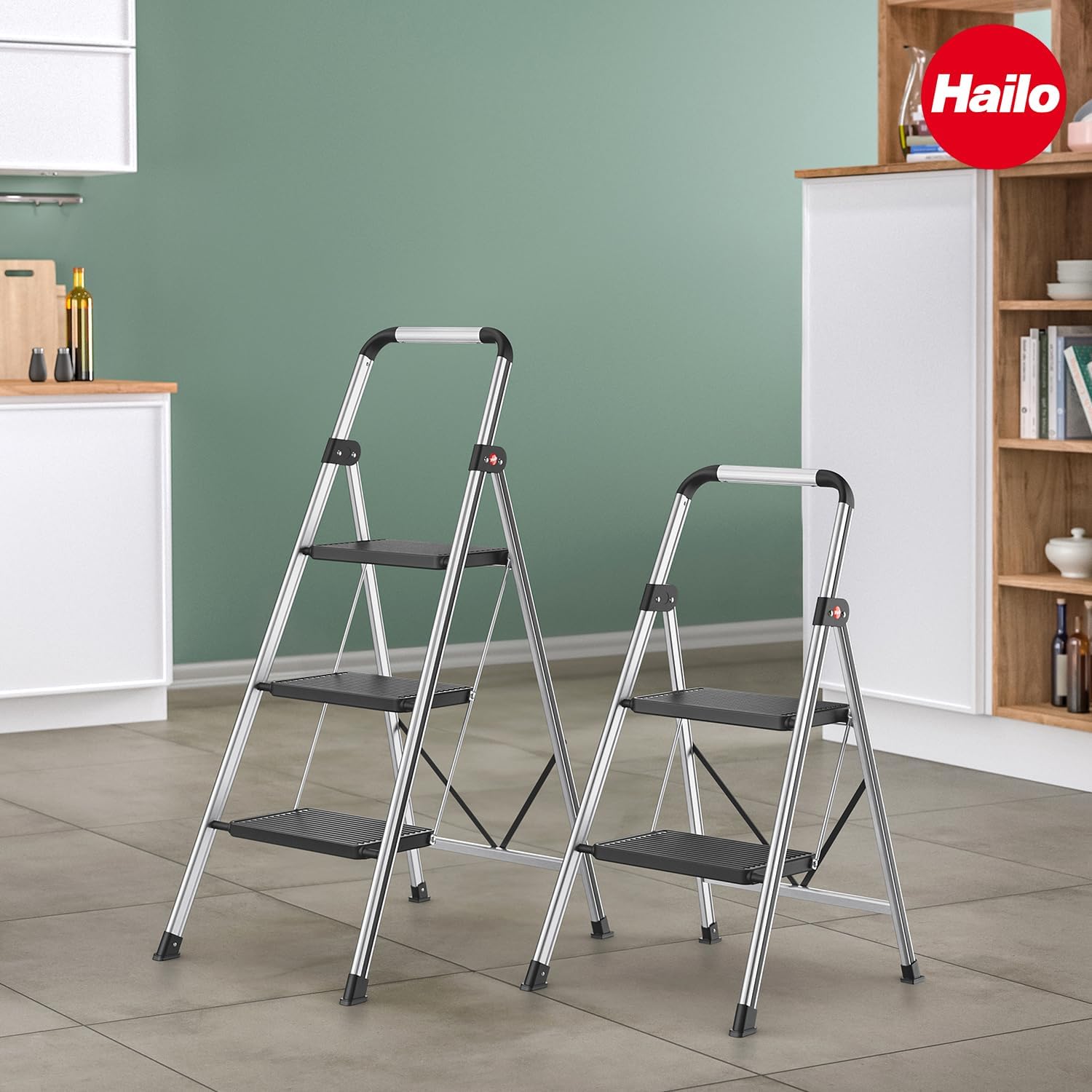 Hailo Lightweight 3-Step Aluminum Folding Ladder
