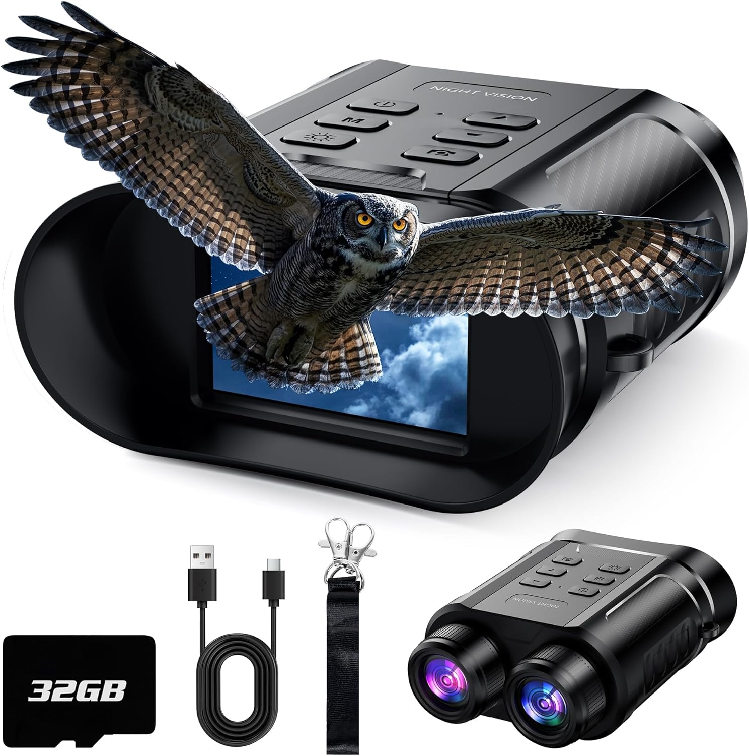 Birthday Gifts & Night Vision Goggles - 5W Upgraded 4K HD IR Binoculars - 8X Digital Zoom/Rechargeable Battery