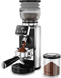 Neretva 2-in-1 Burr Coffee Grinder, 30 Grind Settings, Silver