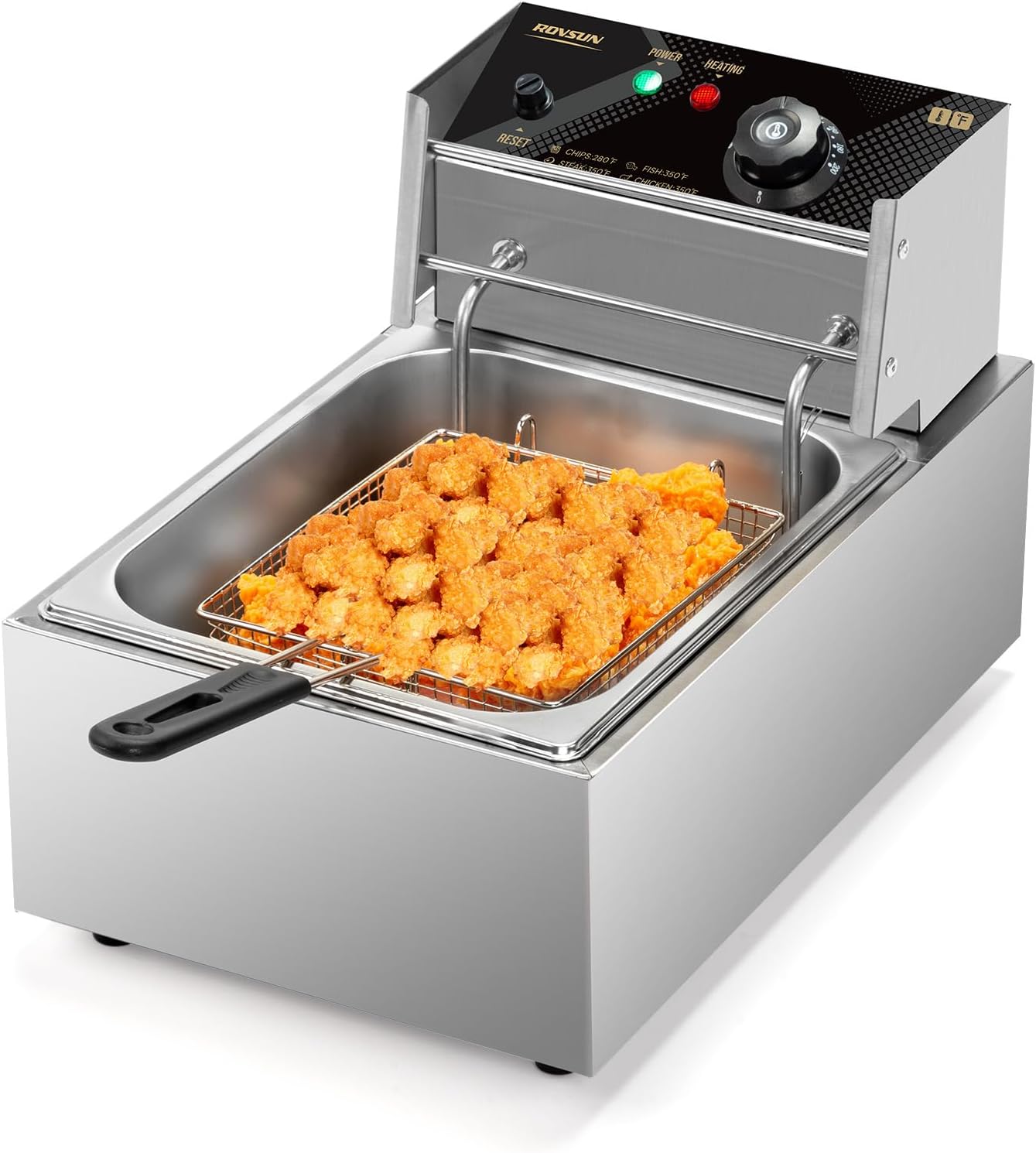 ROVSUN 11.4QT Electric Deep Fryer 1700W Stainless Steel Commercial Fryer