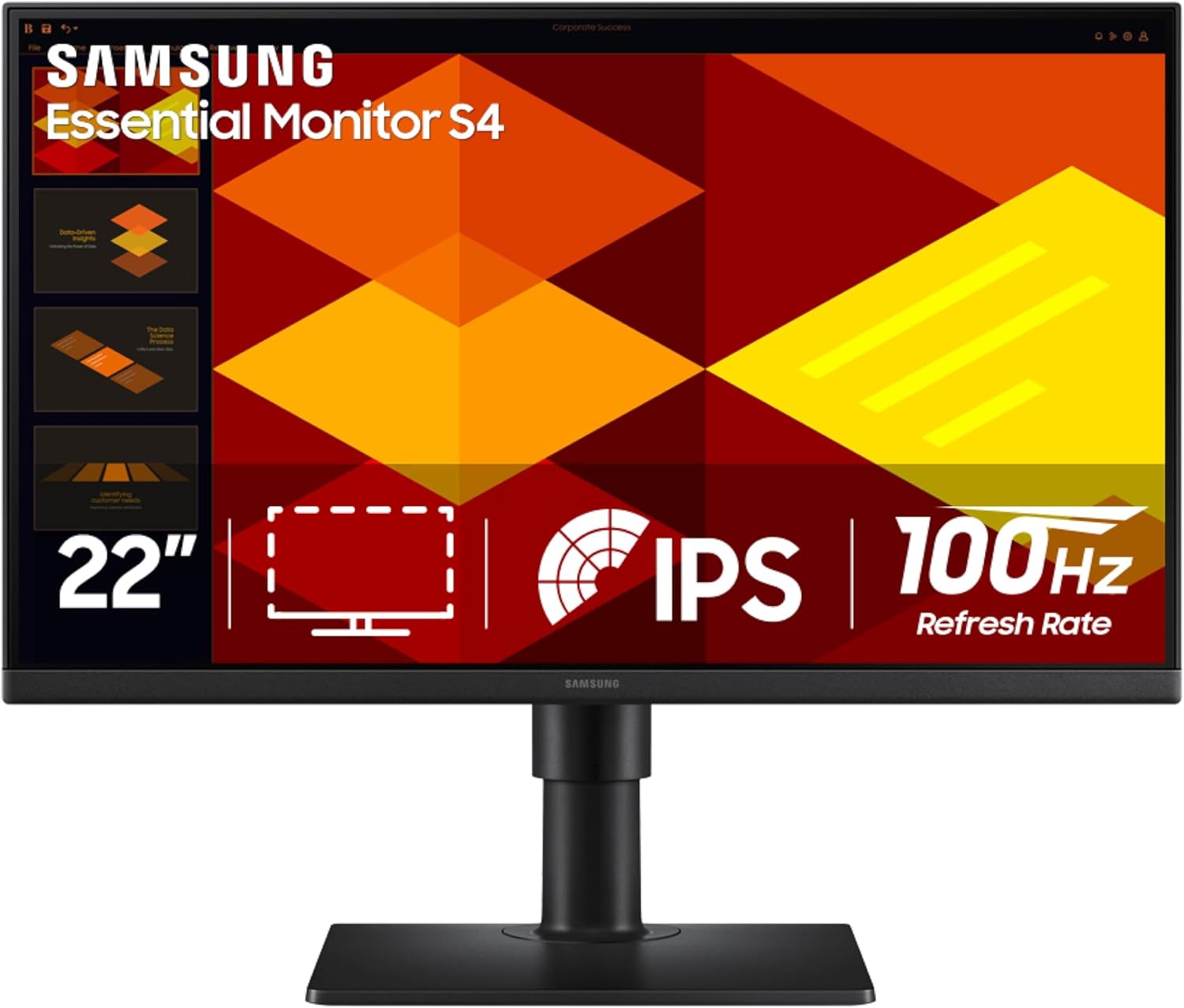 Samsung 22” S40GD Borderless Business Monitor, IPS 100Hz Ergonomic Display