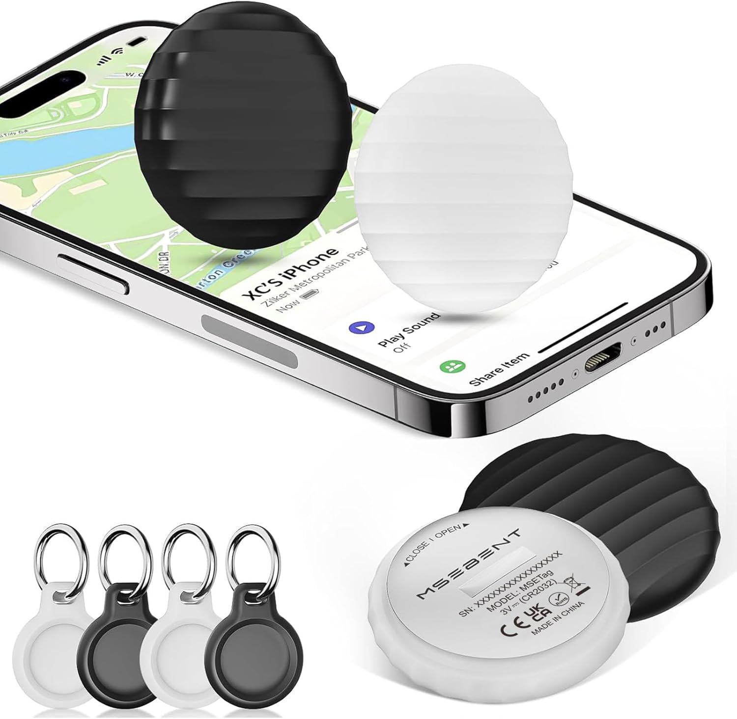 Tracker Tag (4 Pack) - Apple MFi Certified & IP67 Waterproof | Works with Apple Find My Network