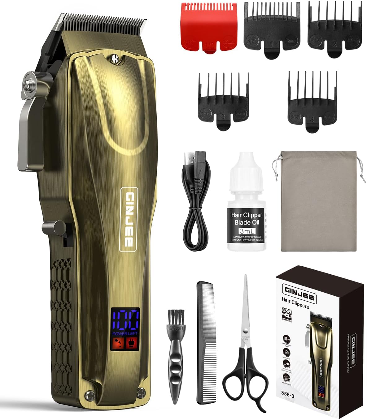 Hair Clippers for Men, Cordless & Corded Barber Clipper with 5Hrs Runtime