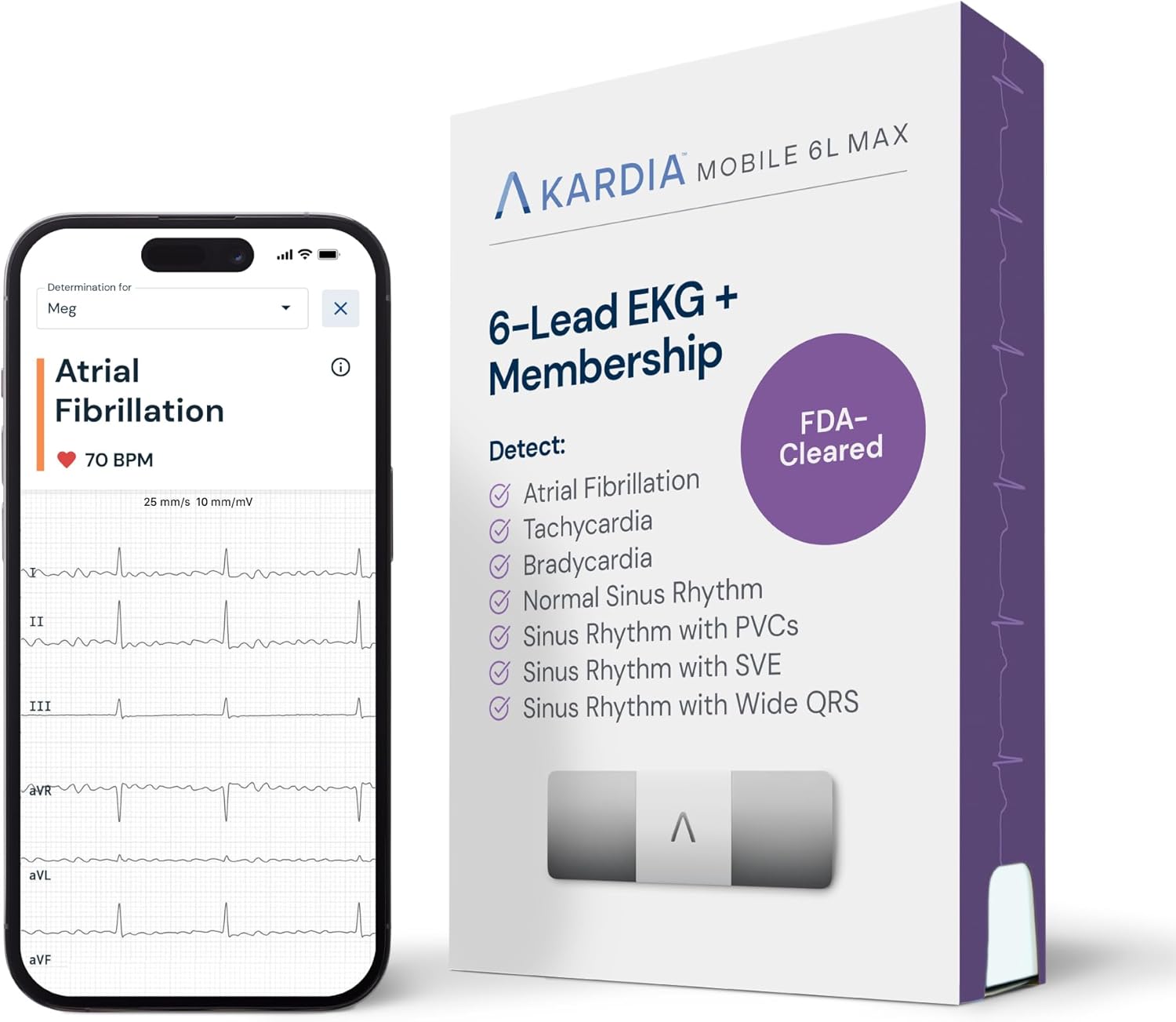 KardiaMobile 6L Max EKG Monitor, Includes One-Year KardiaCare Subscription, FDA-Cleared Heart Monitor