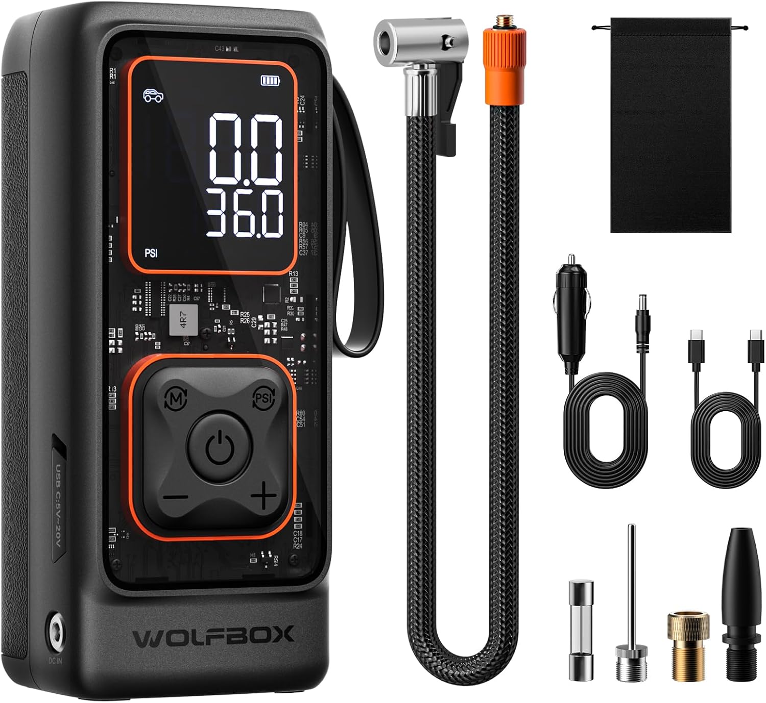 WOLFBOX Cordless Tire Inflator Portable Air Compressor