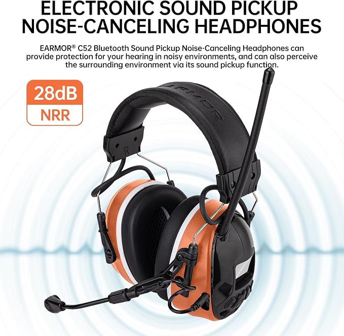 EARMOR Bluetooth Hearing Protection Earmuffs with FM Radio & Noise Reduction