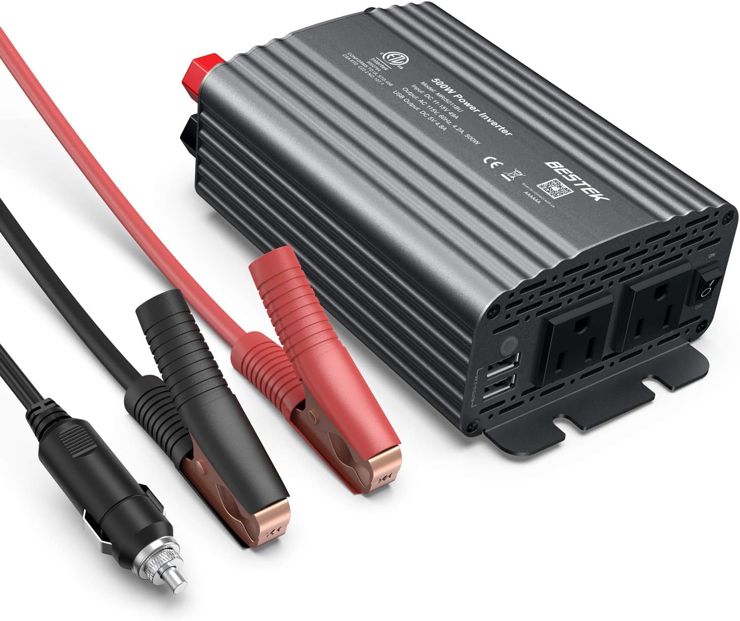 BESTEK 500W Vehicle Power Inverter with Dual AC Outlets