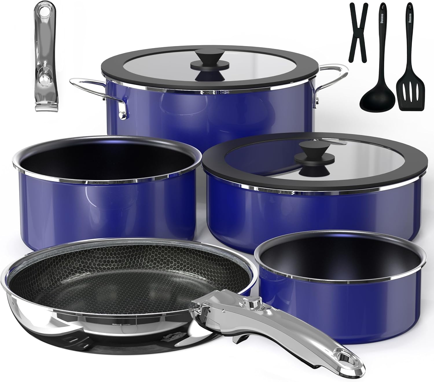 Pro DUXANO 12-Piece Pots and Pans Set with Hybrid 3-Ply Skillet
