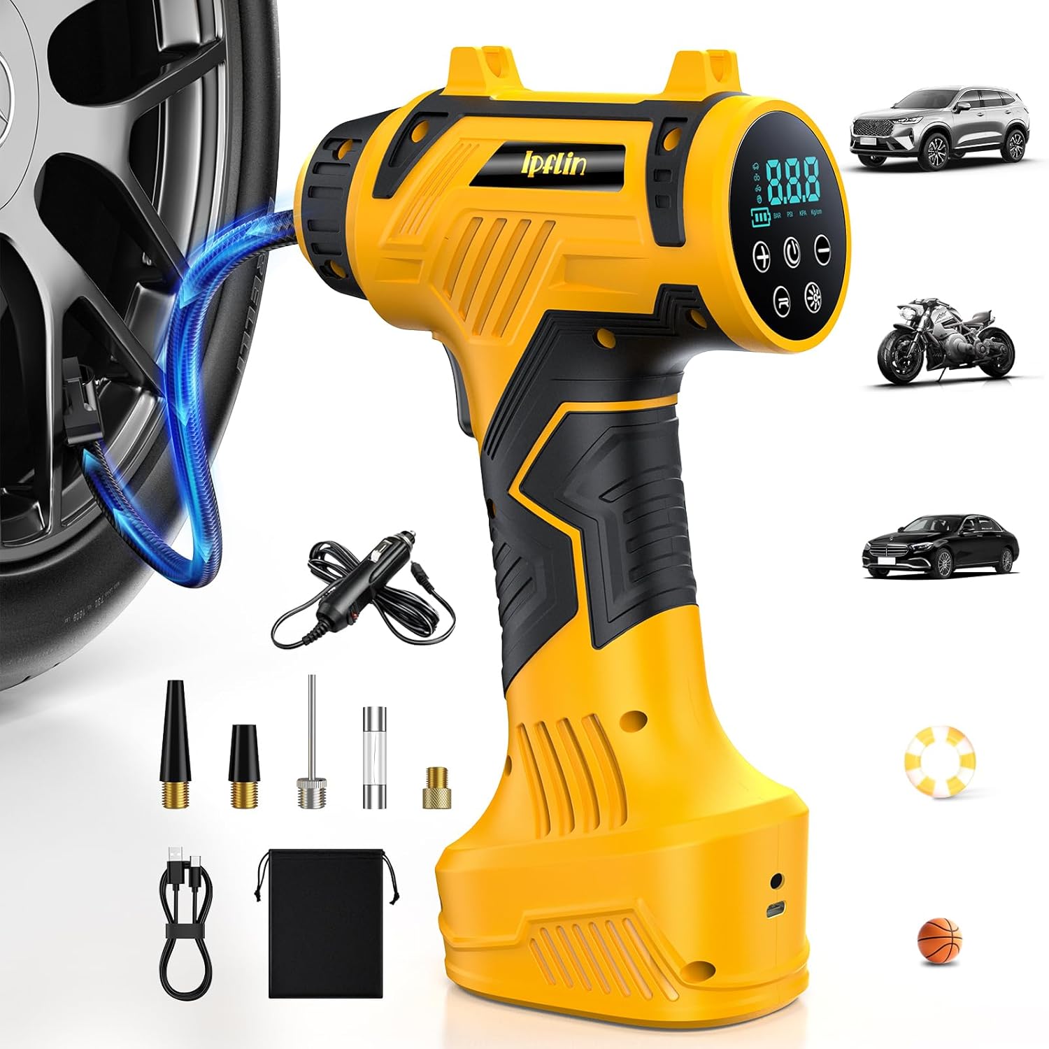 9600mAh Tire Inflator Portable Air Compressor
