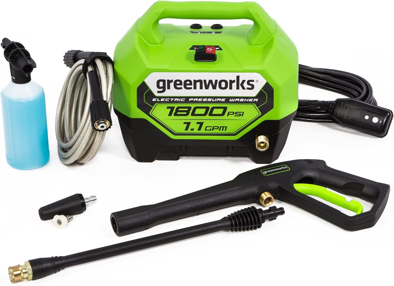 Greenworks 1800 PSI Electric Pressure Washer, 1.1 GPM Compact Power Washer