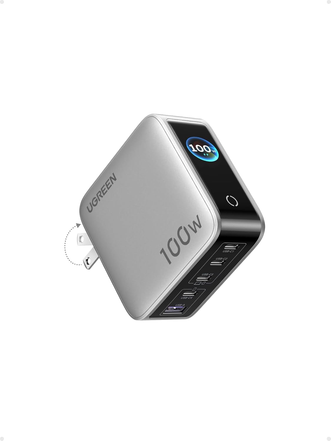 UGREEN Nexode Pro 100W GaN USB-C Charger with 5 Ports and Smart Display