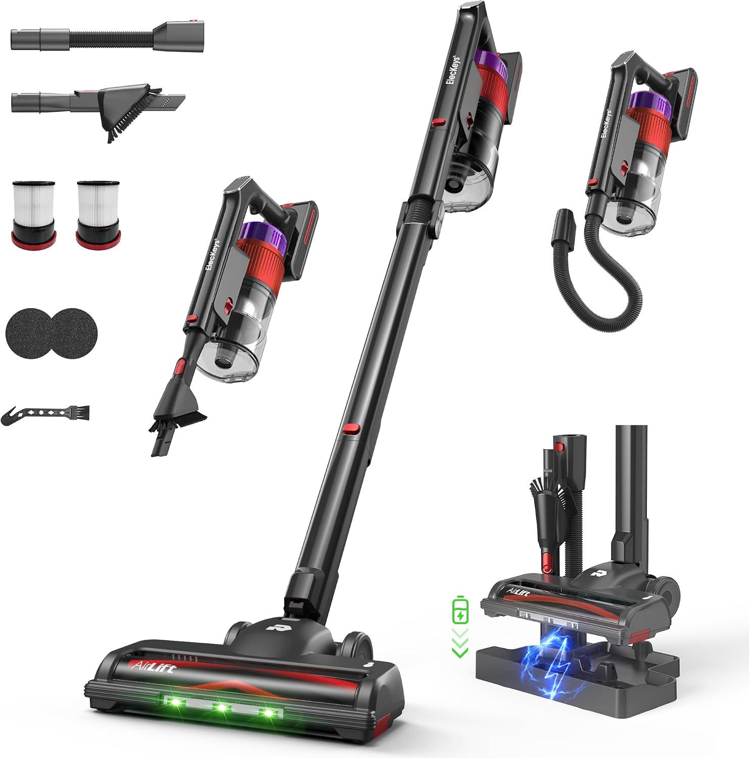 ElecKeys 650W 55kPa Foldable Cordless Vacuum