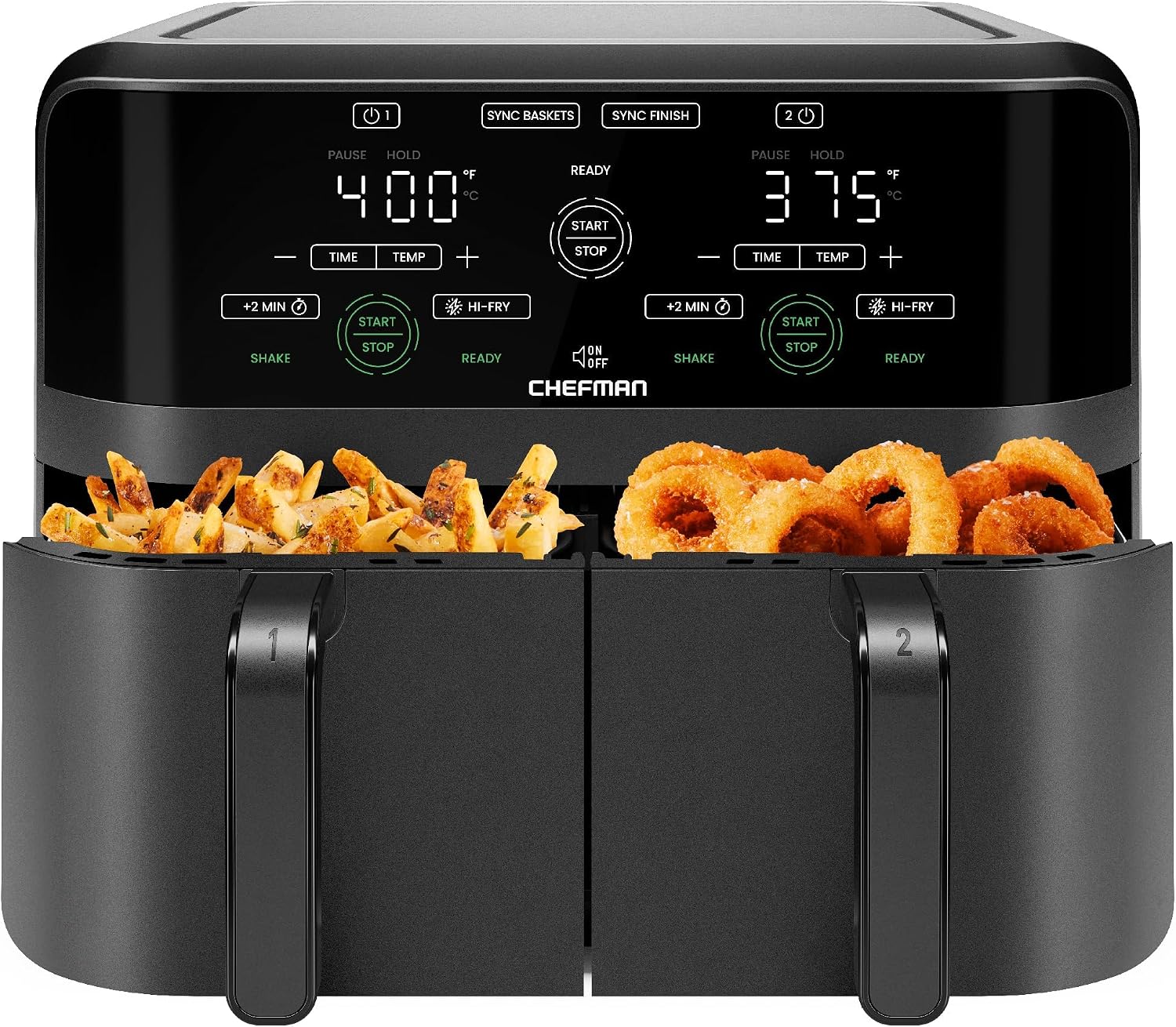 Chefman 6 Qt Dual Basket Digital Air Fryer with Sync Finish