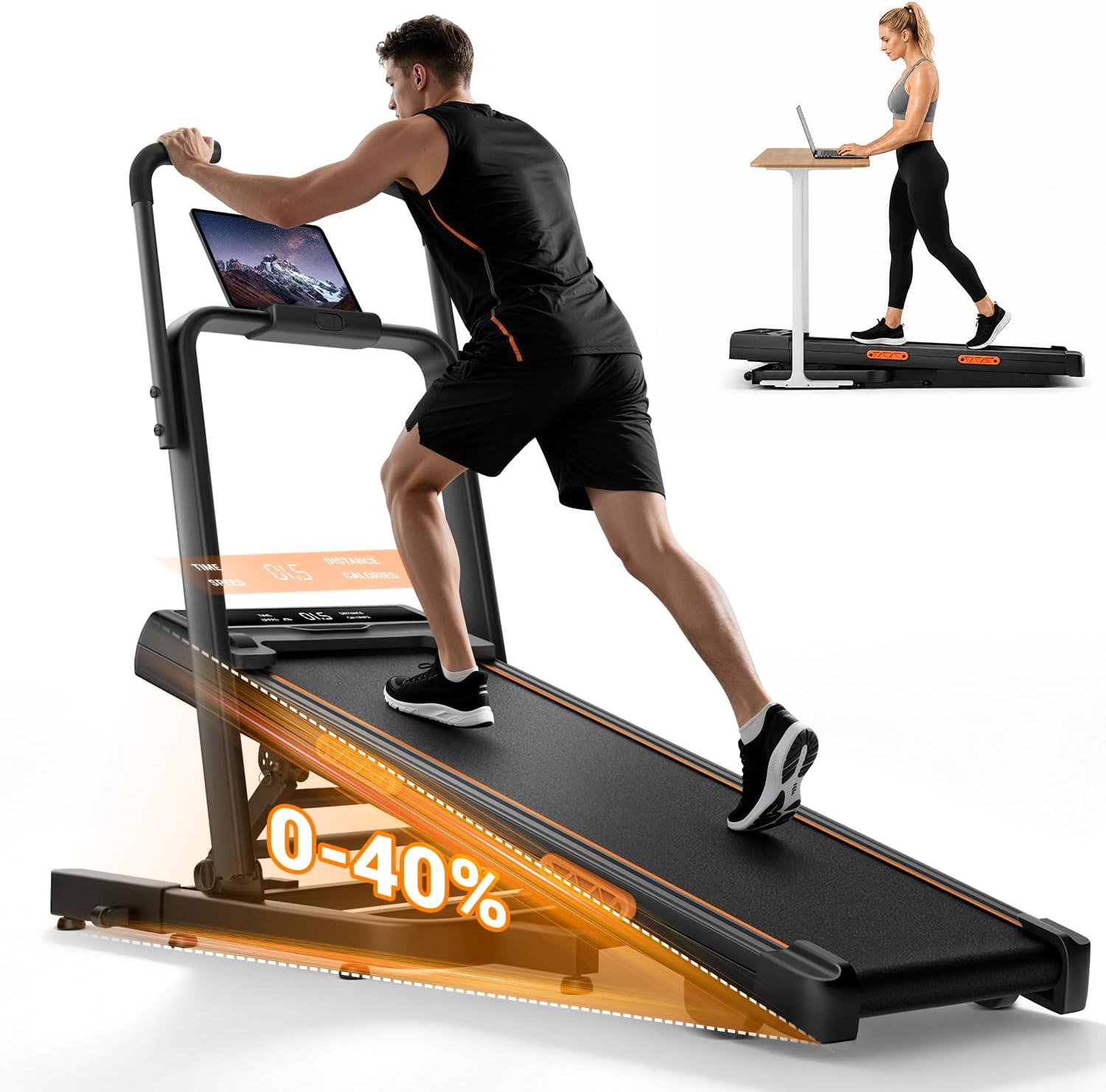 LONTEK 40% Incline Treadmill with Handlebar