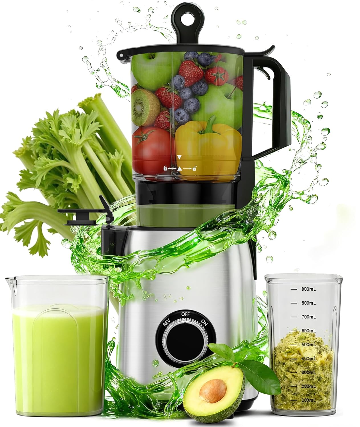 Electactic Cold Press Juicer with 5.5" Wide Feed Chute