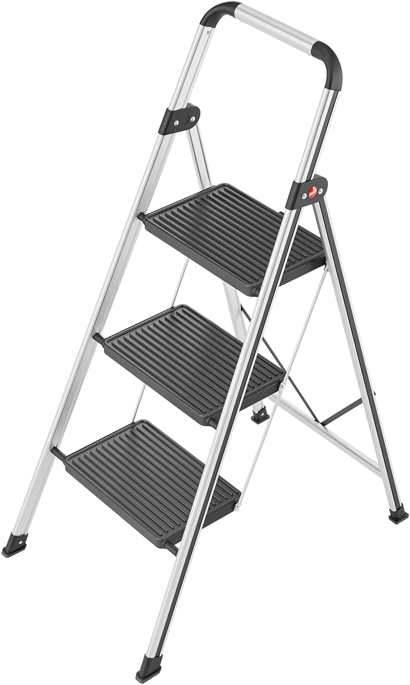 Hailo K71 3-Step Folding Ladder with Aluminum Frame