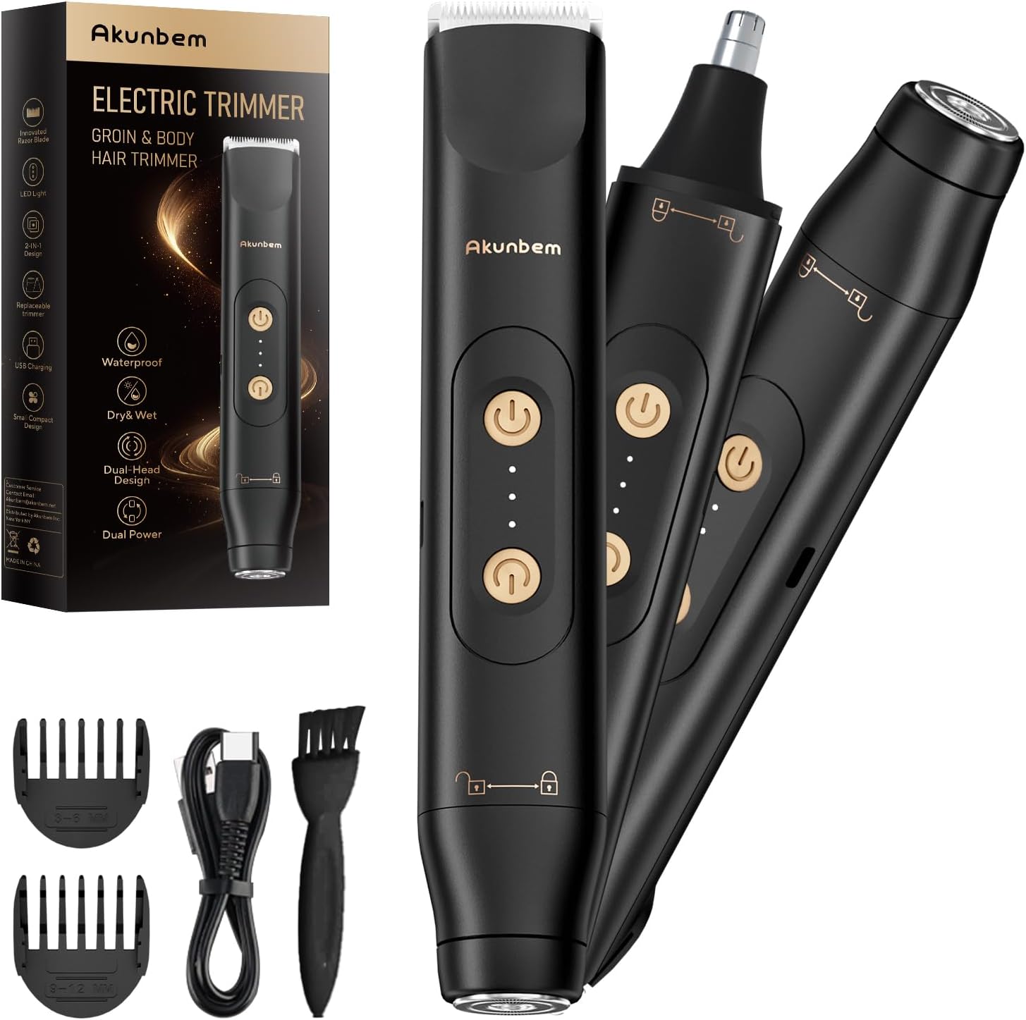Akunbem Groin & Body Hair Trimmer for Men