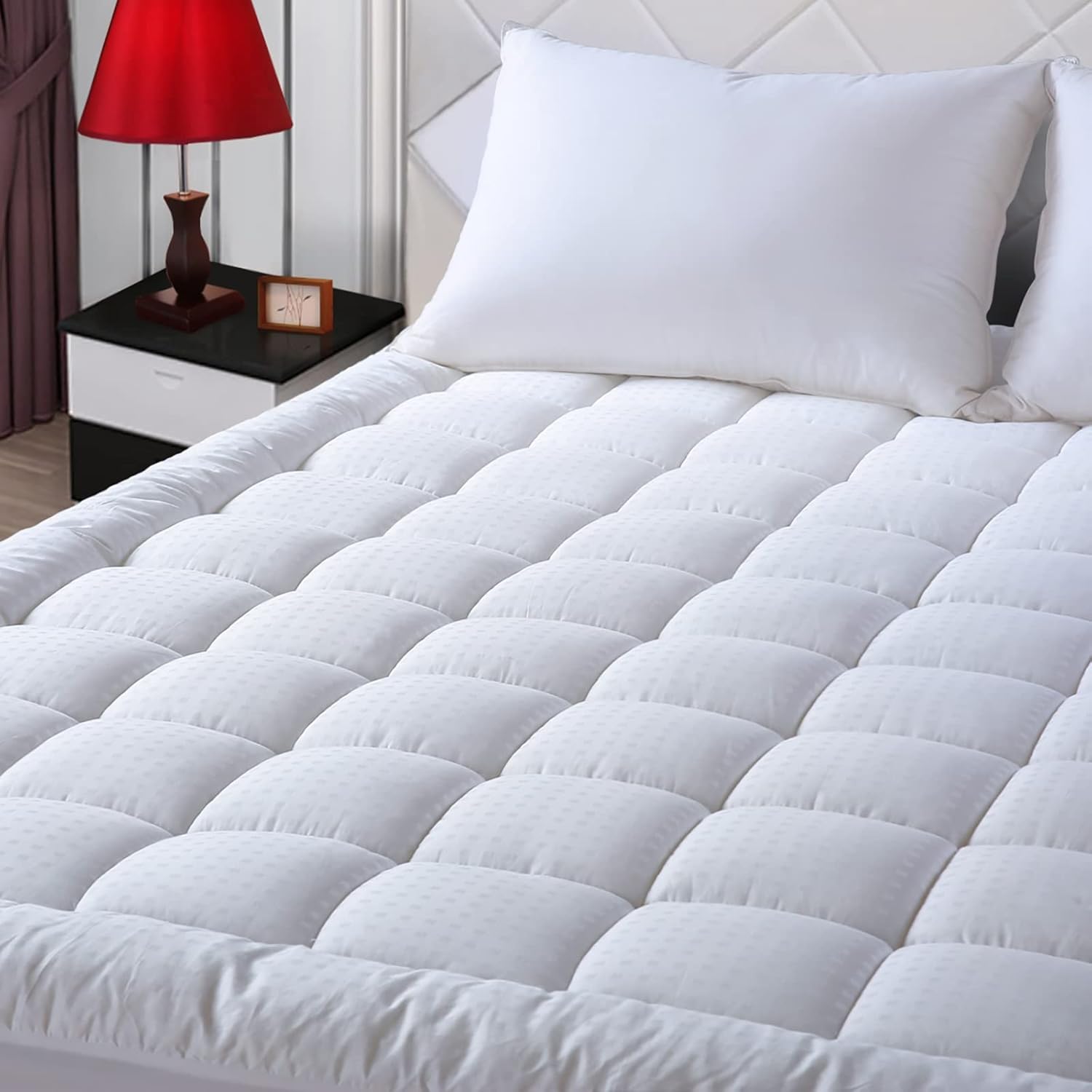 EASELAND King Size Mattress Pad Pillow Top Mattress Cover Quilted Fitted Mattress Protector