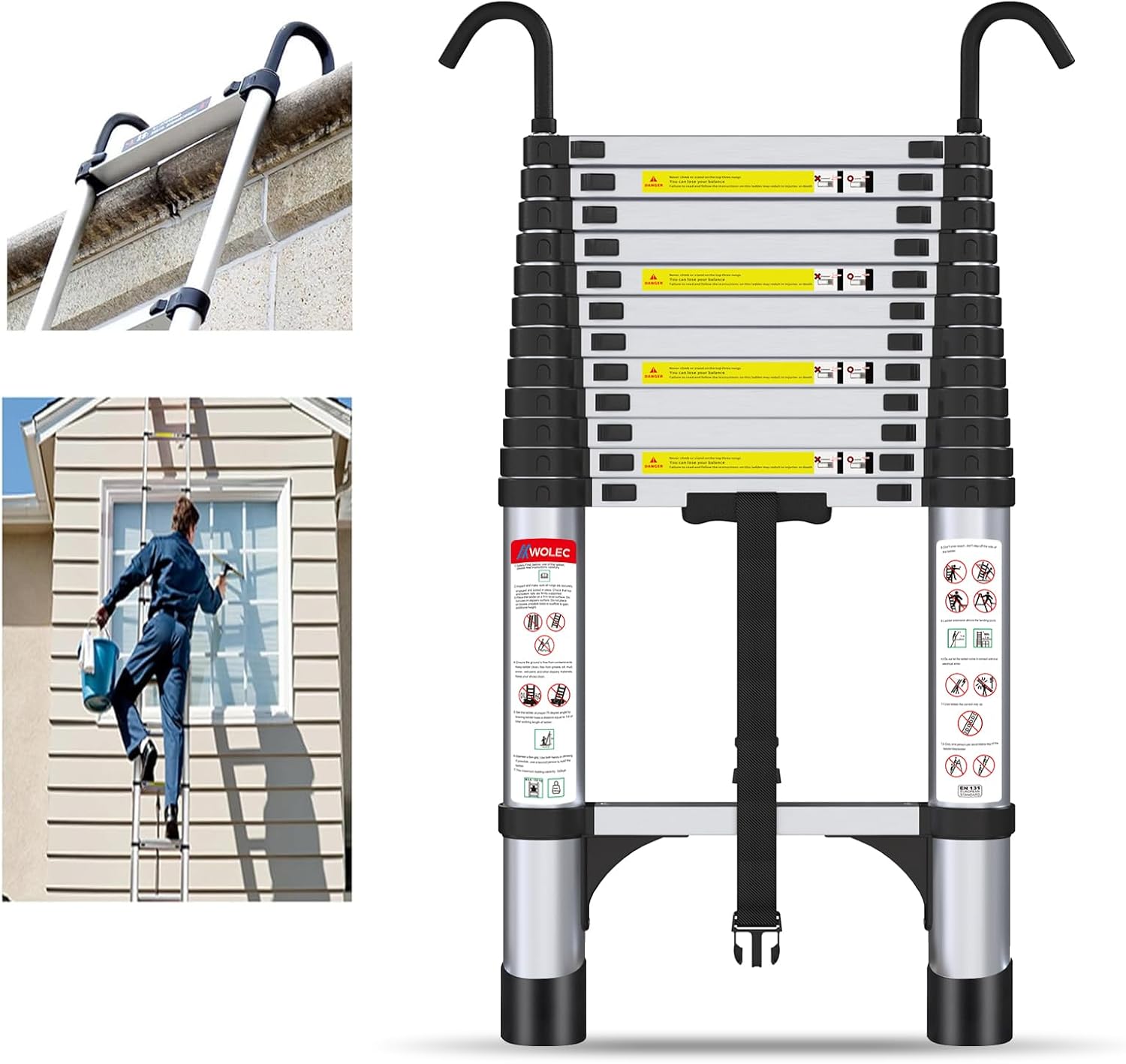 Wolec 12.5FT Aluminum Telescoping Ladder