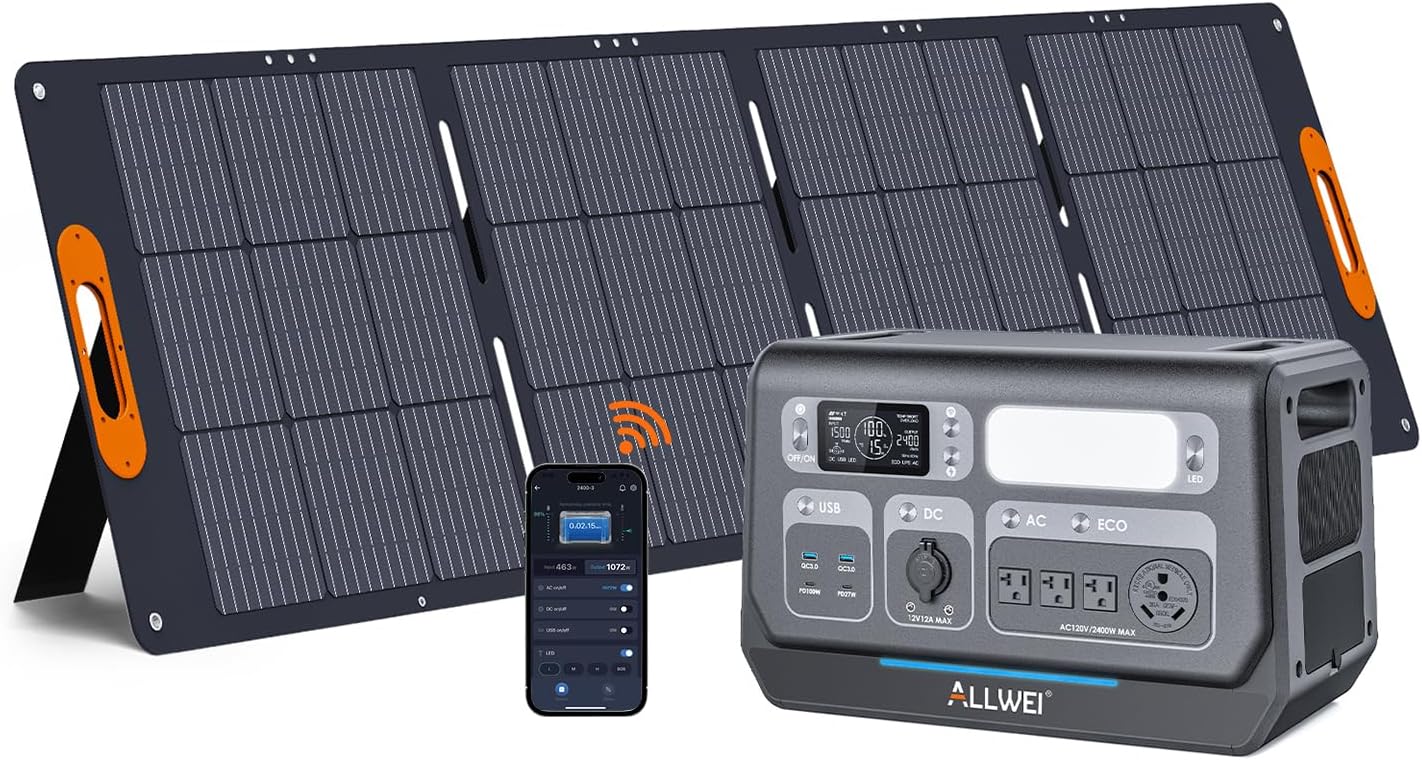 ALLWEI 2400W Solar Generator with 2048Wh Battery