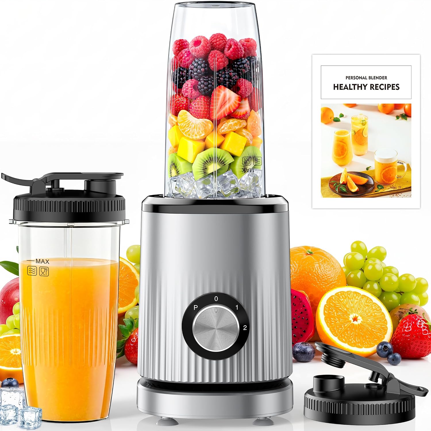 Turelar Personal Blender for Smoothies, Adjustable Speed, 2×24oz To-Go Cups