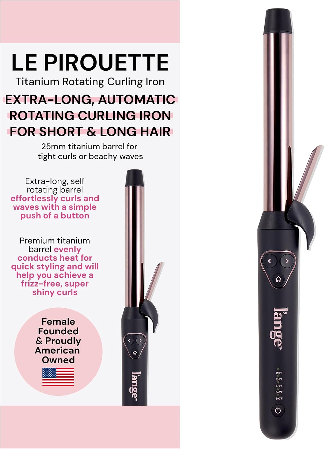 L'ANGE HAIR Le Pirouette 25MM Titanium Rotating Curling Iron