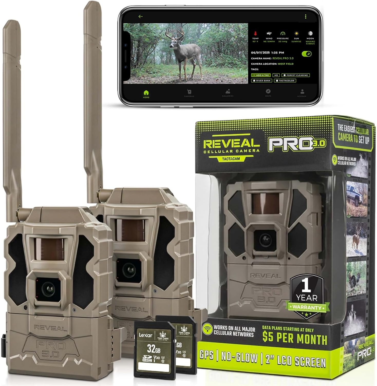 TACTACAM Reveal Pro 3.0 Cellular Trail Camera, HD Photos & 1080P Video