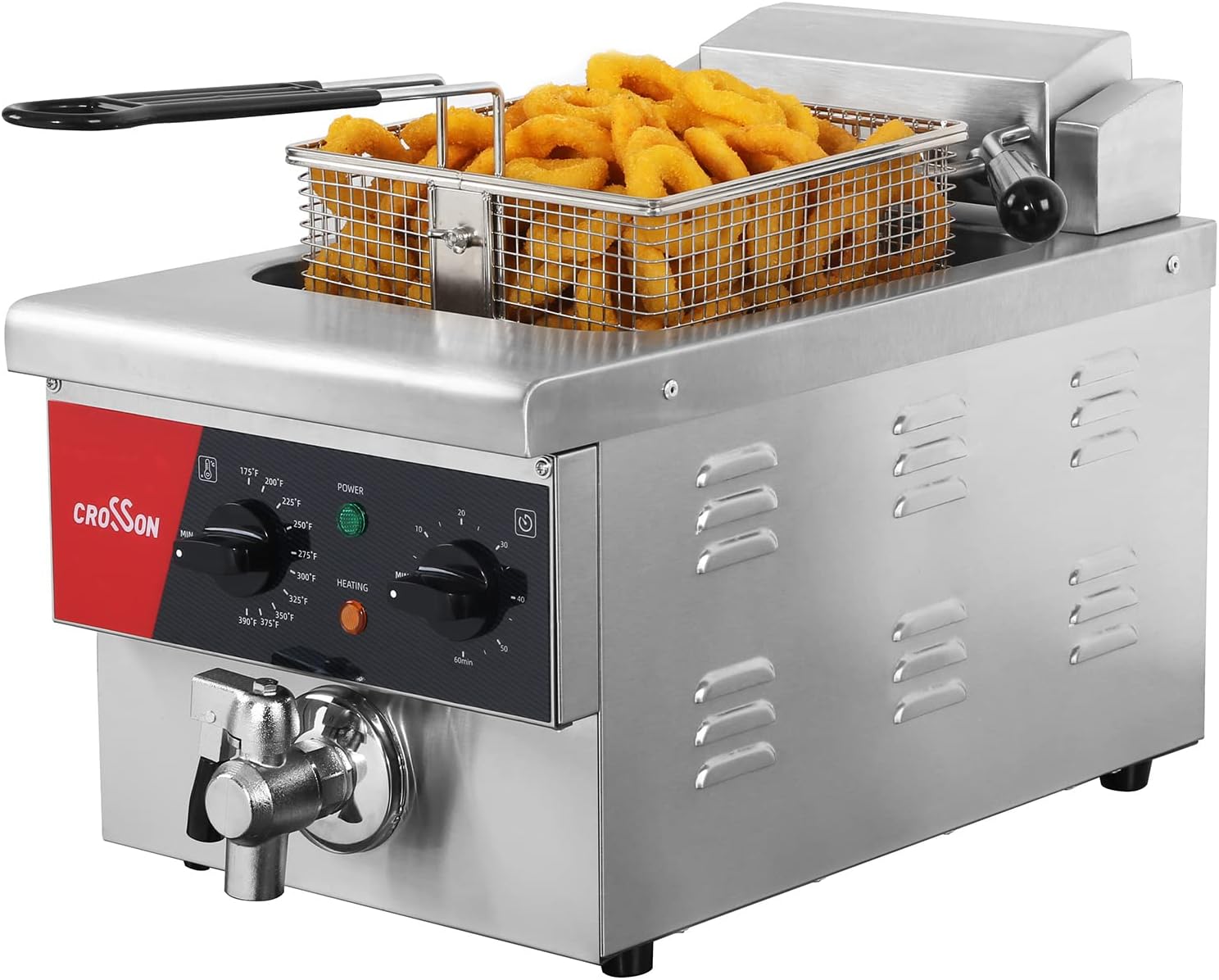 CROSSON 6L Electric Countertop Deep Fryer Commercial Fryer with Timer & Lid
