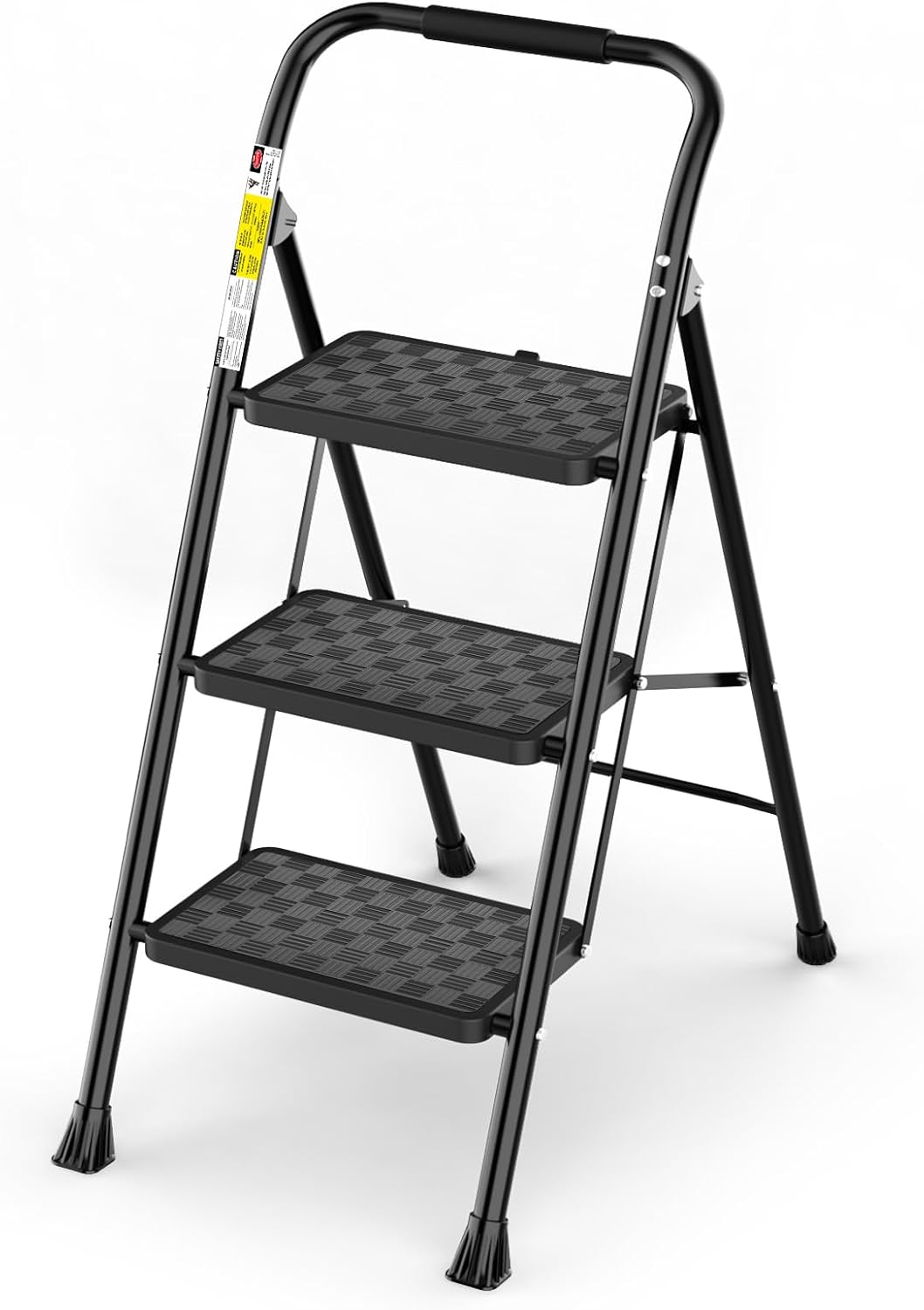 HBTower 3 Step Folding Ladder with Cushioned Handle and Wide Pedals, 300 lb Capacity